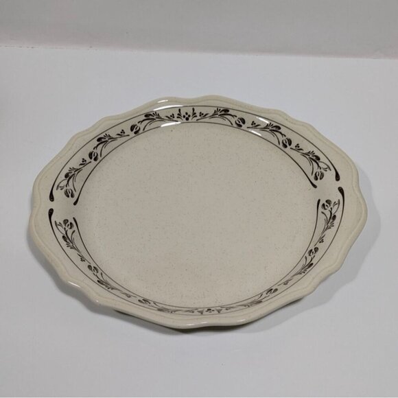 Syracuse China Beige Brown Scalloped Dinner Plate Floral Vine 12 Inch Long - Picture 1 of 10